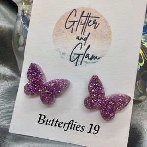 Handmade Glitter Butterfly Resin Earrings